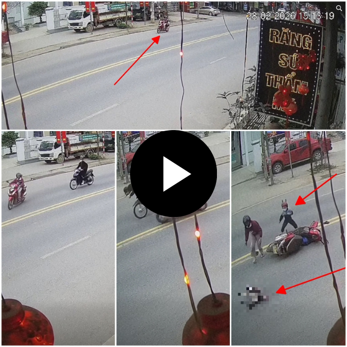 Người phụ nữ đèo 2 bé nhỏ sang đường bị TNGT